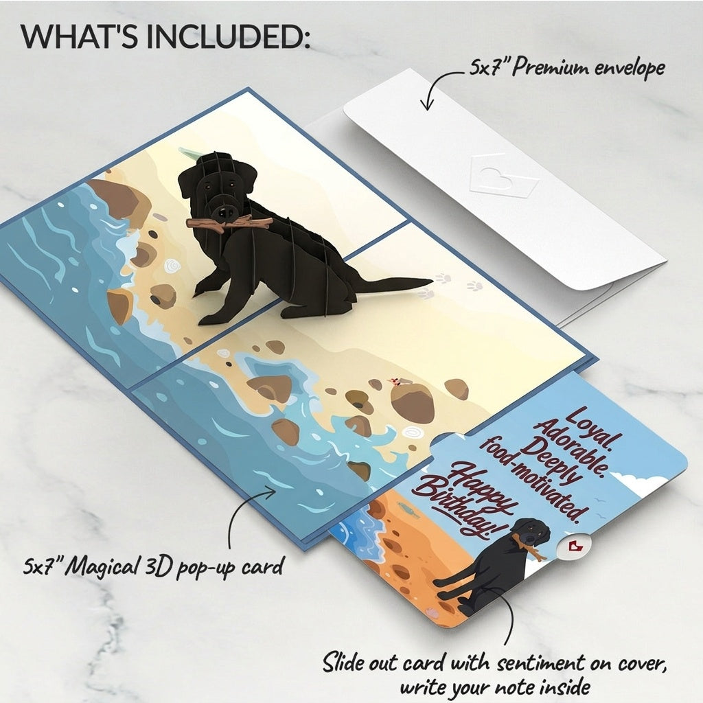 Black Lab Birthday Pop-Up Card and Food Motivated Sentiment Set