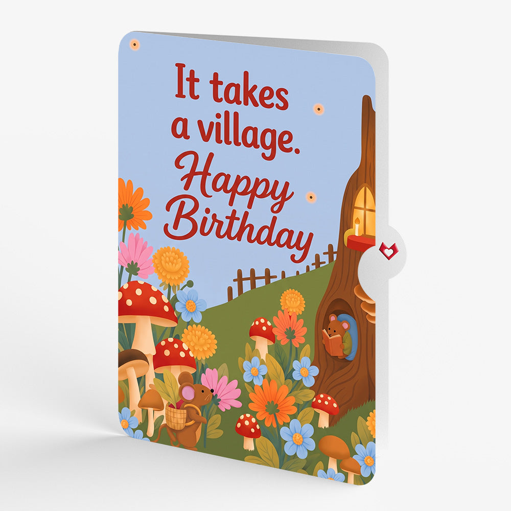 Woodland Critter Village Birthday Pop-Up Card and Village Animals Sentiment Set