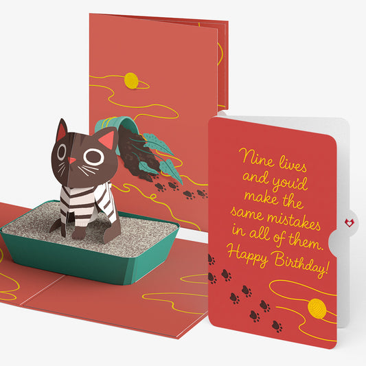 Mischievous Cat Birthday Pop-Up Card and Nine Lives Sentiment Set