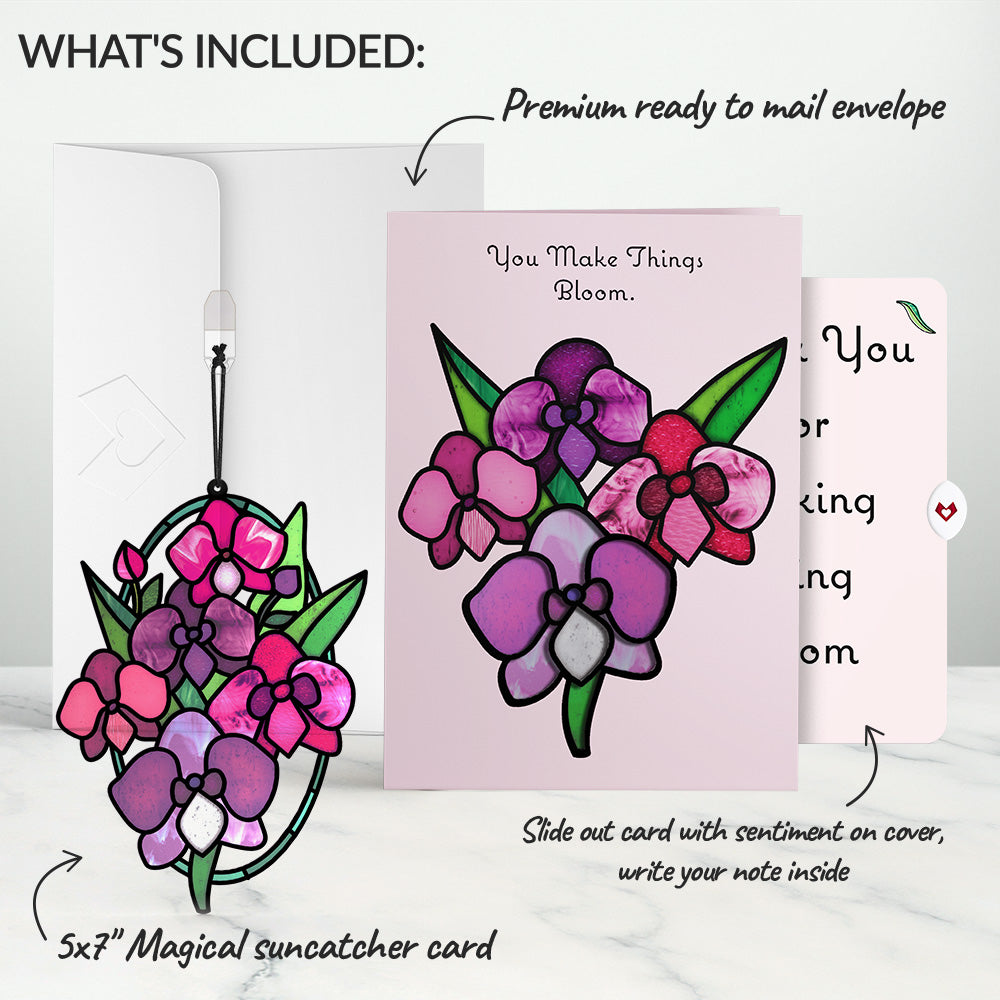 You Make Things Bloom Orchid Thank You Suncatcher Card and Sentiment Set