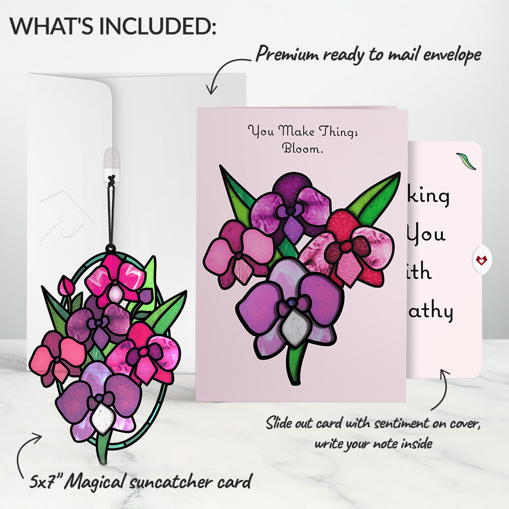 You Make Things Bloom Orchid Sympathy Suncatcher Card and Sentiment Set