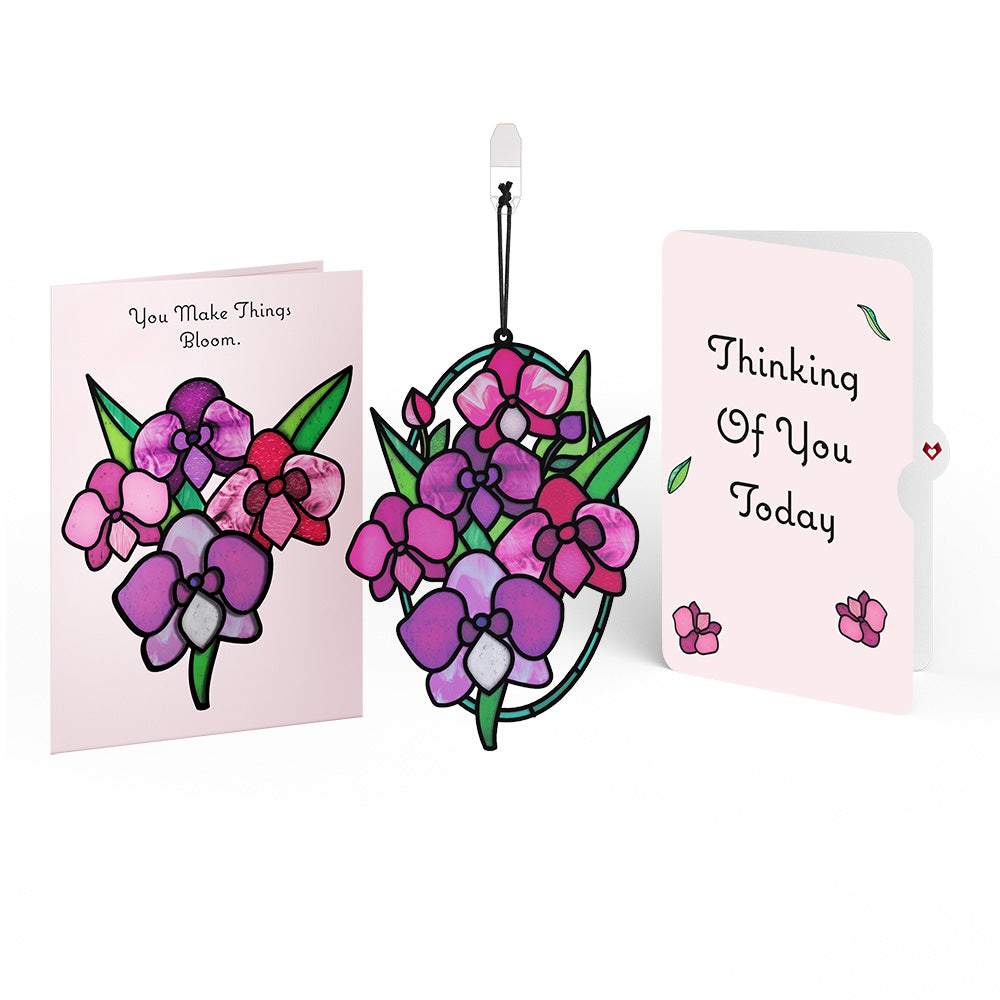 You Make Things Bloom Orchid Thinking of You Suncatcher Card and Sentiment Set