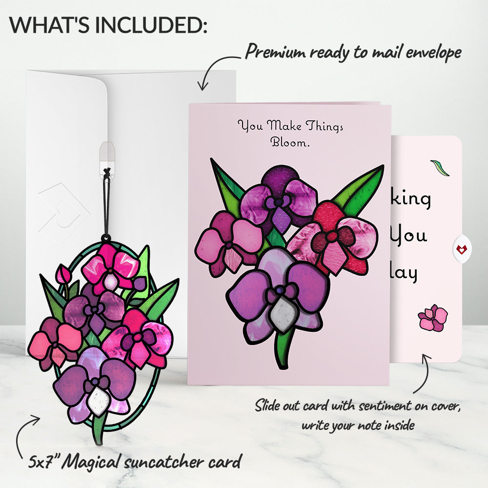 You Make Things Bloom Orchid Thinking of You Suncatcher Card and Sentiment Set
