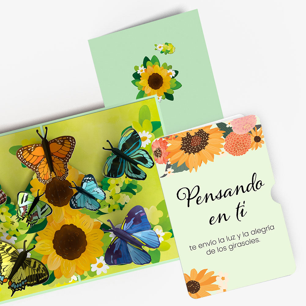 Sunflower Butterflies Thinking of You Pop-Up Card and Spanish Sentiment Set