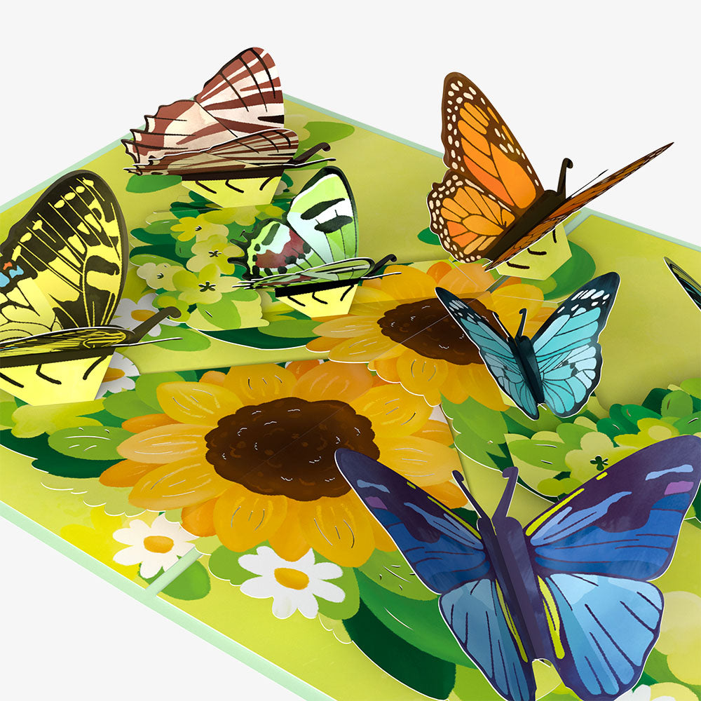 Sunflower Butterflies Thinking of You Pop-Up Card and Spanish Sentiment Set