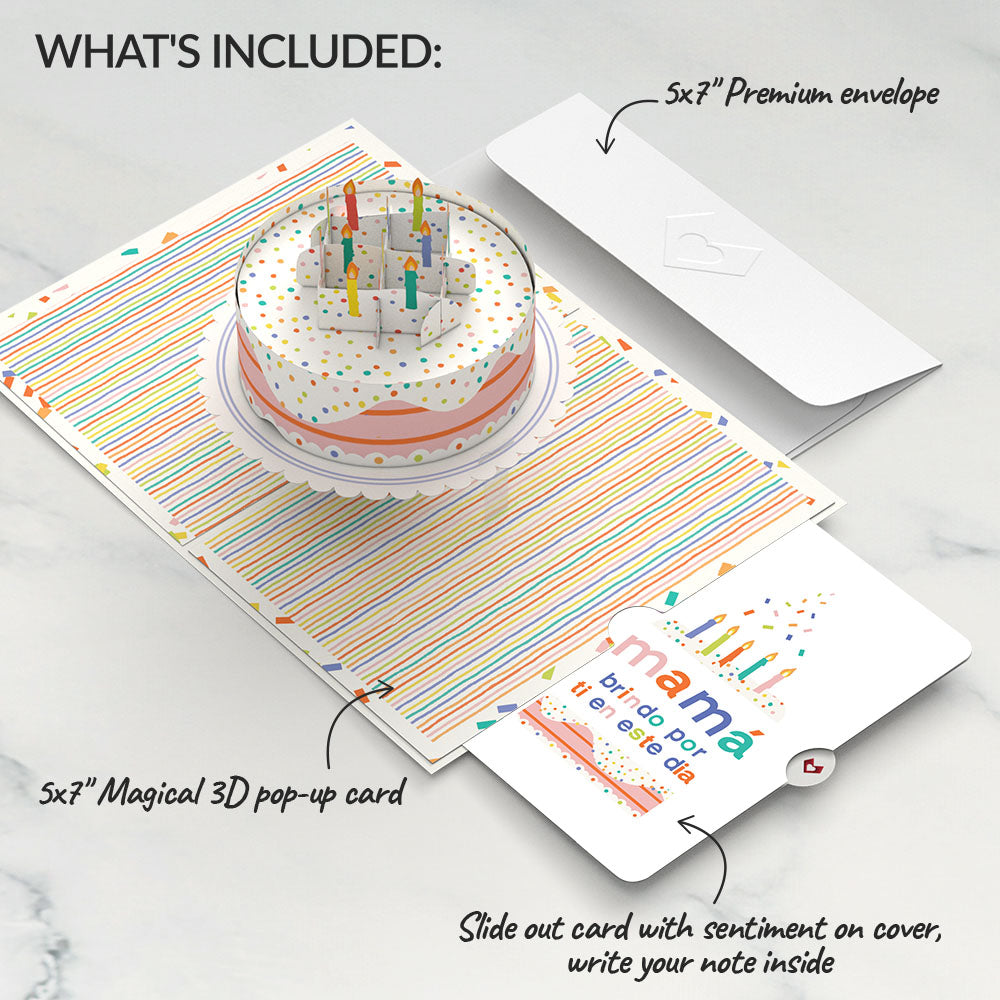 Happy Birthday to You! Confetti Cake Pop-Up Card and Sentiment Set for Spanish Mom