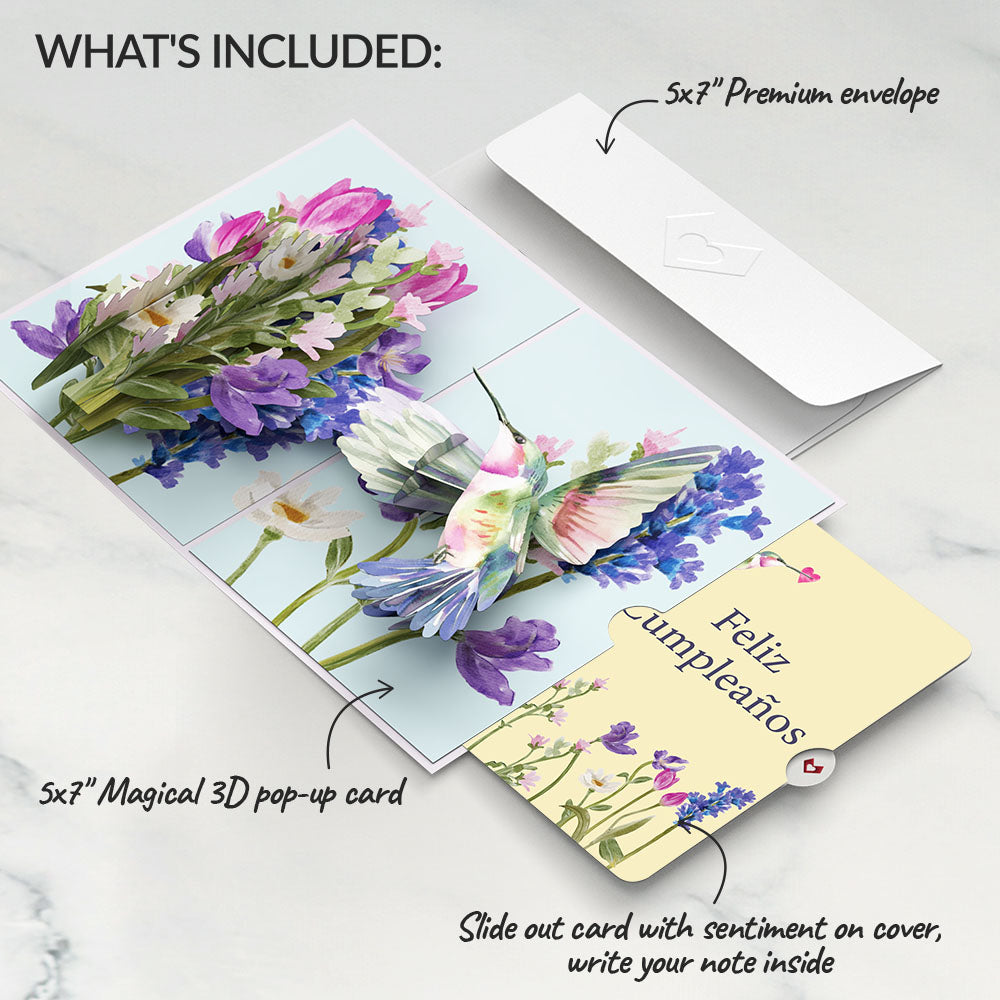 Love in Bloom Hummingbird Pop-Up Card and Spanish Birthday Sentiment Set