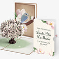 Pink Magnolia Tree Weddings Pop-Up Card and Spanish Lasting Love Sentiment Set