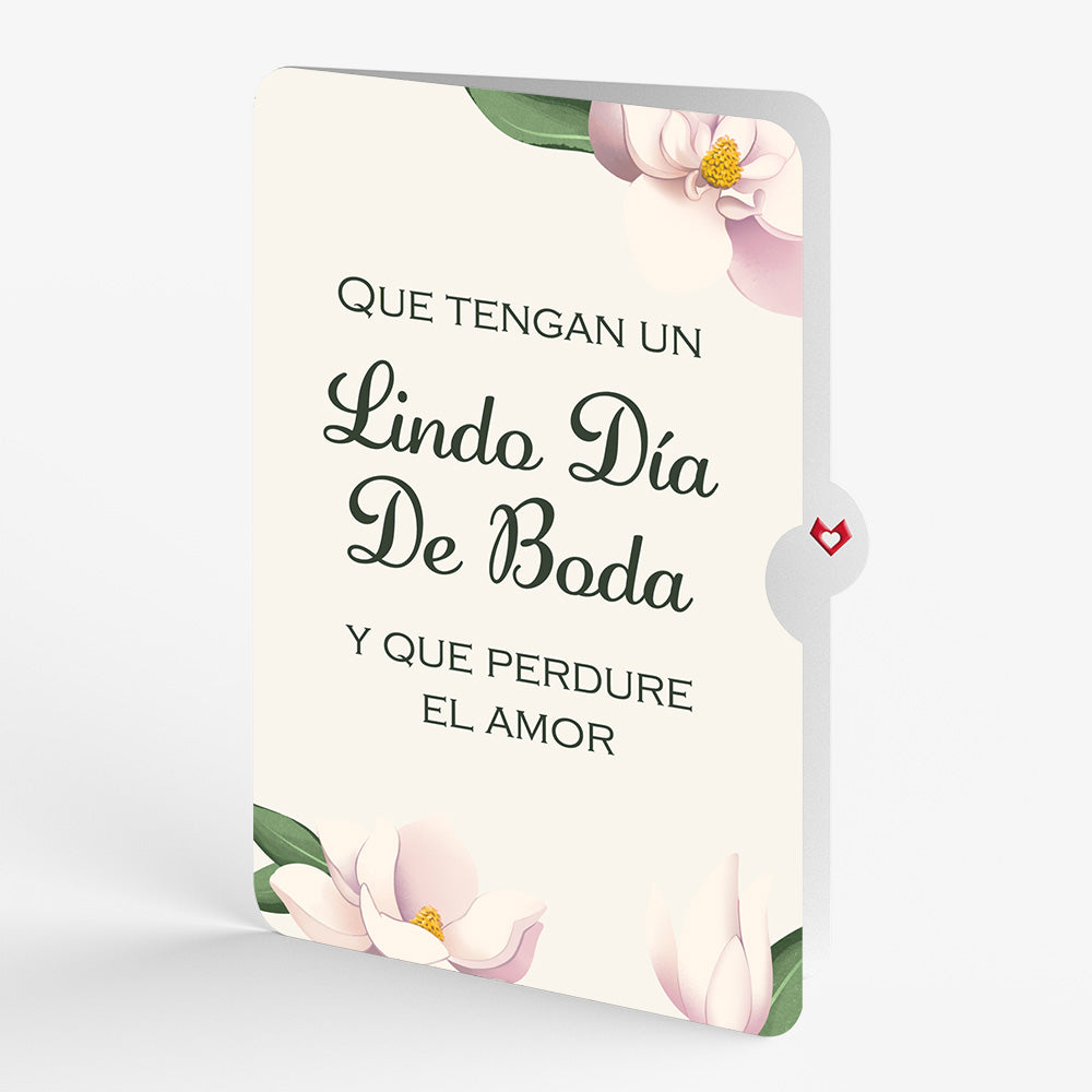 Pink Magnolia Tree Weddings Pop-Up Card and Spanish Lasting Love Sentiment Set
