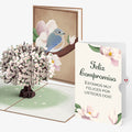 Pink Magnolia Tree Engagements Pop-Up Card and Spanish Celebrating Your Love Sentiment Set