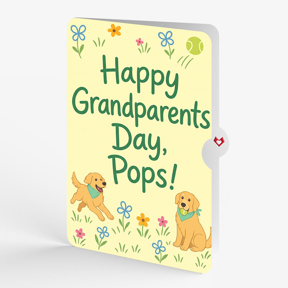 Playful Golden Retriever Pop-Up Card and Grandparents Day Sentiment Set