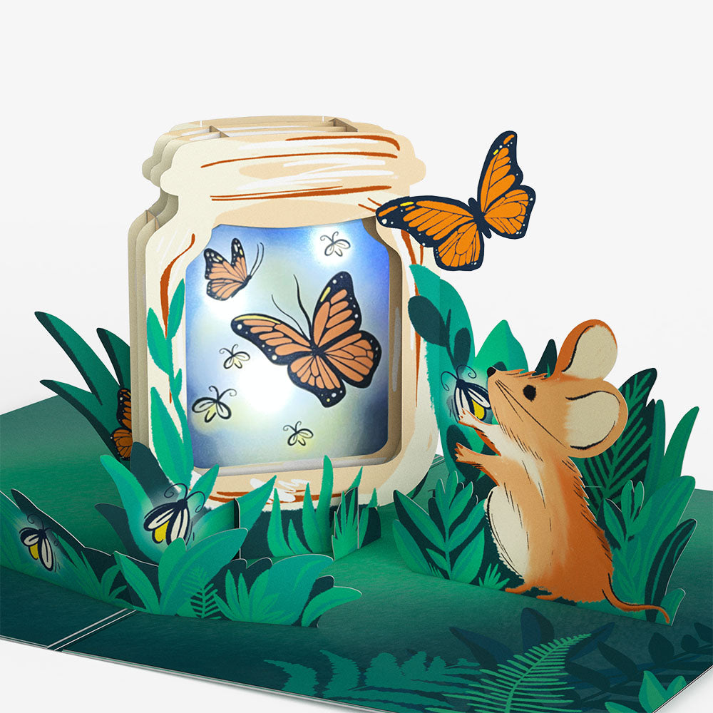 Thinking of You Butterfly Jar Light-Up Pop-Up Card and Grandparents Day Sentiment Set