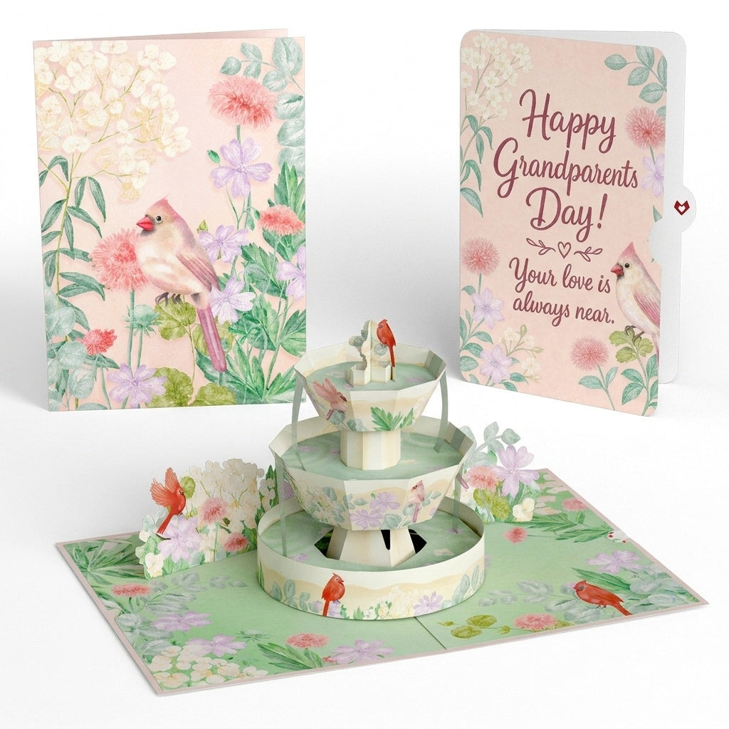 Cardinals in the Garden Pop-Up Card and Grandparents Day Sentiment Set