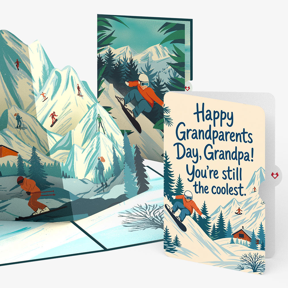 Mountain Snowboard Adventure Pop-Up Card and Grandparents Day Sentiment Set