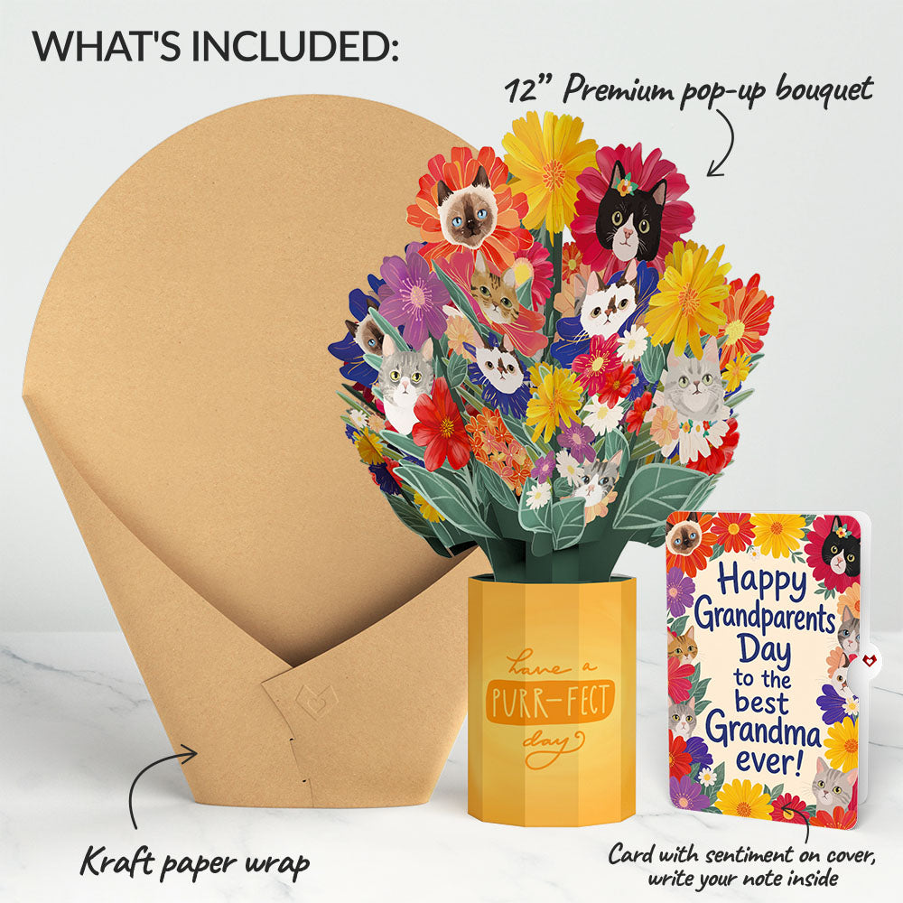 Purr-fect Cat Bouquet and Grandparents Day Sentiment Set for Grandmother