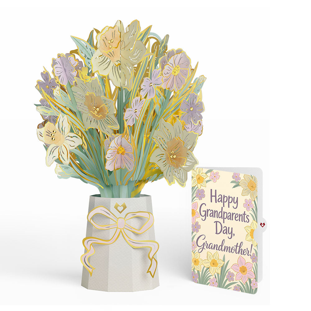 Gilded Daffodil Luxe Bouquet and Grandparents Day Sentiment Set