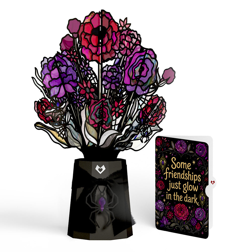 Moonlit Amethyst Halloween Suncatcher Bouquet and Glow In The Dark Sentiment Set