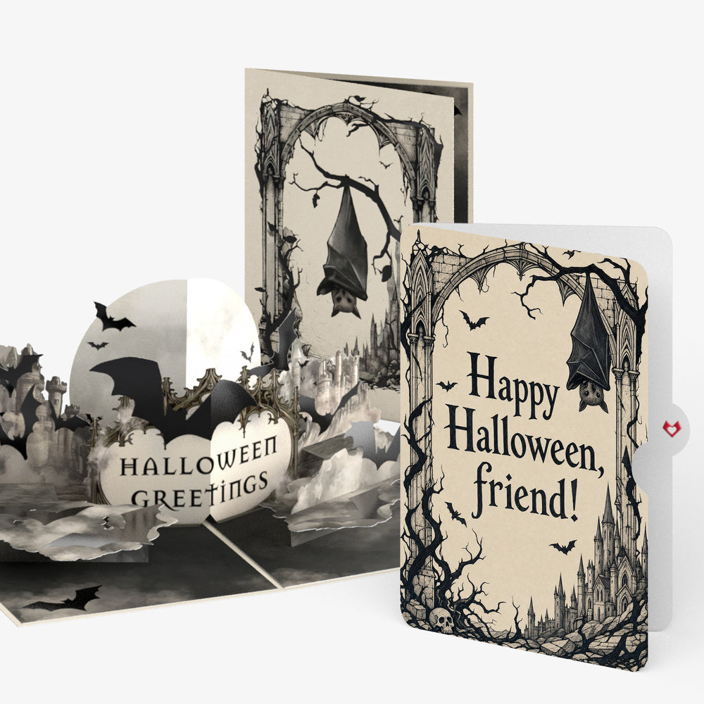 Halloween Greetings Pop-Up Card and Gothic Bat Sentiment Set