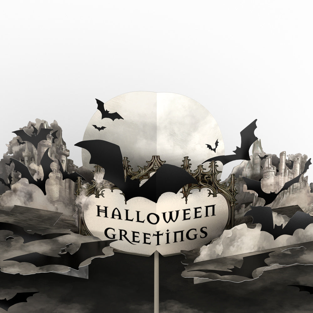 Halloween Greetings Pop-Up Card and Gothic Bat Sentiment Set