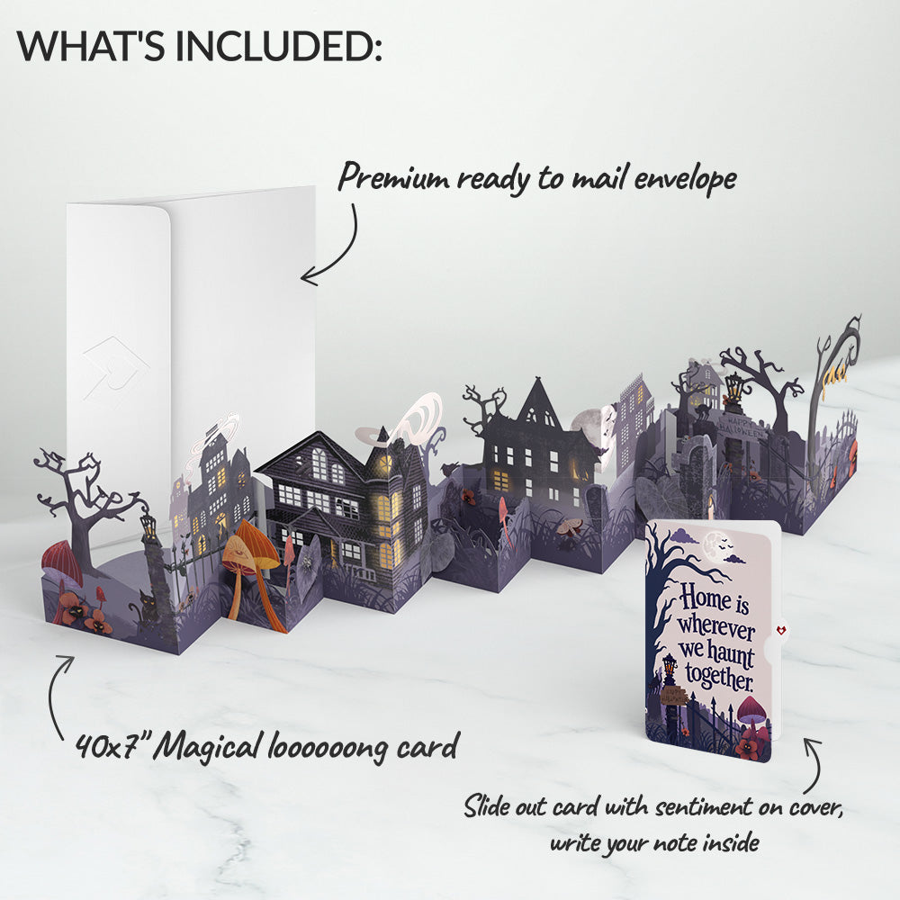 Enchantingly Eerie Halloween Village Loooooong Card™ (Expands to 2 feet) and Sentiment Set