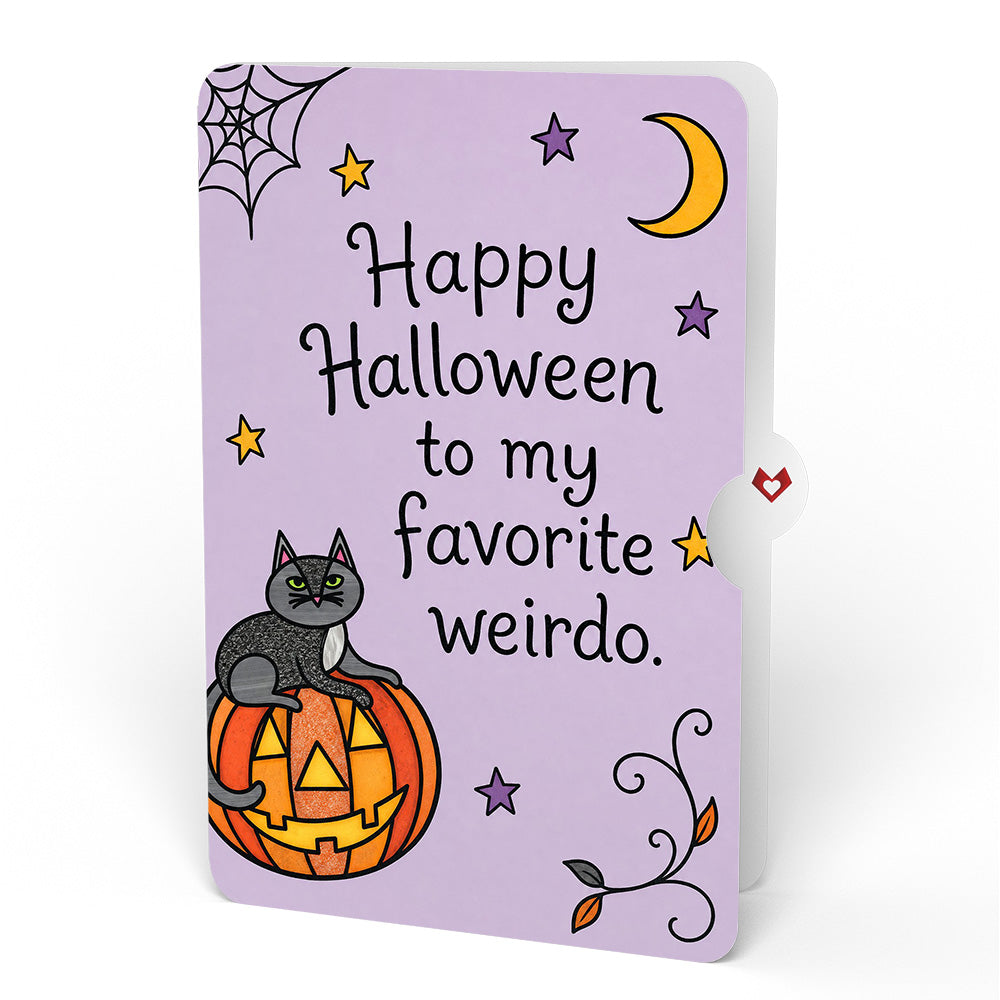Spooky Vibes Halloween Cat Suncatcher Card and Favorite Weirdo Sentiment Set