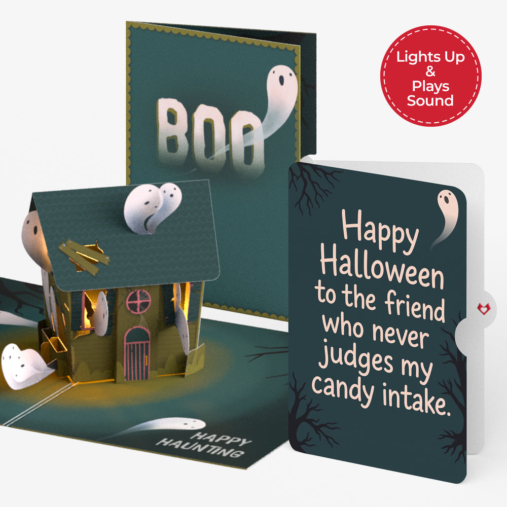 Happy Haunting Halloween Music and Lights Pop-Up Card and Candy Intake Sentiment Set