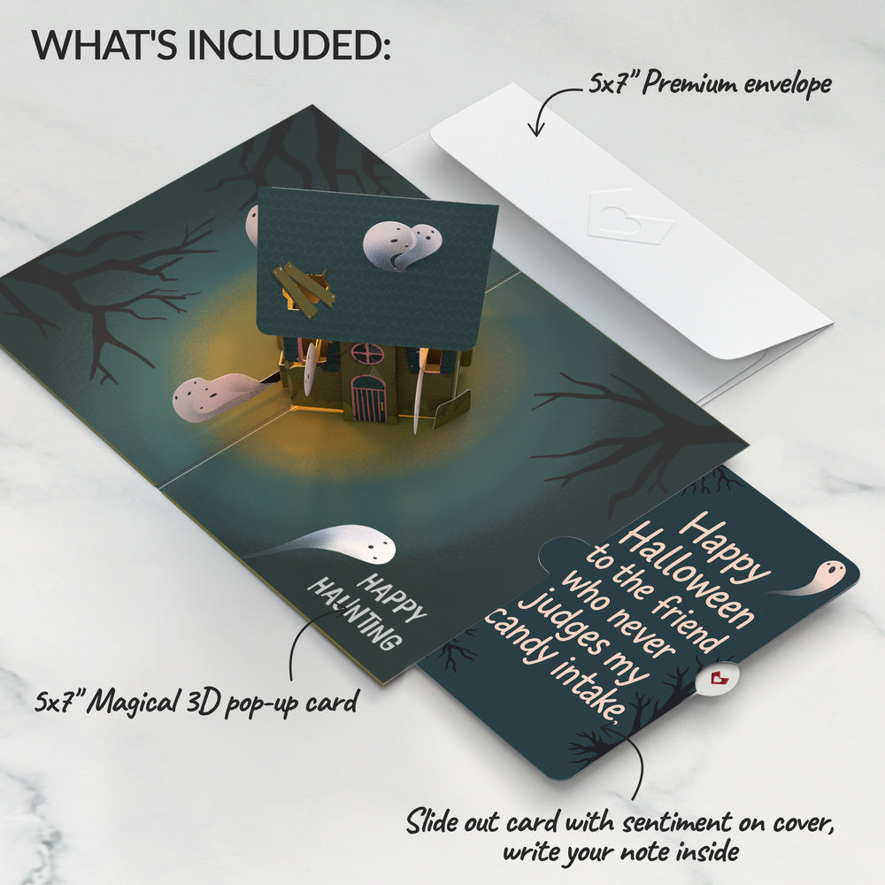Happy Haunting Halloween Music and Lights Pop-Up Card and Candy Intake Sentiment Set