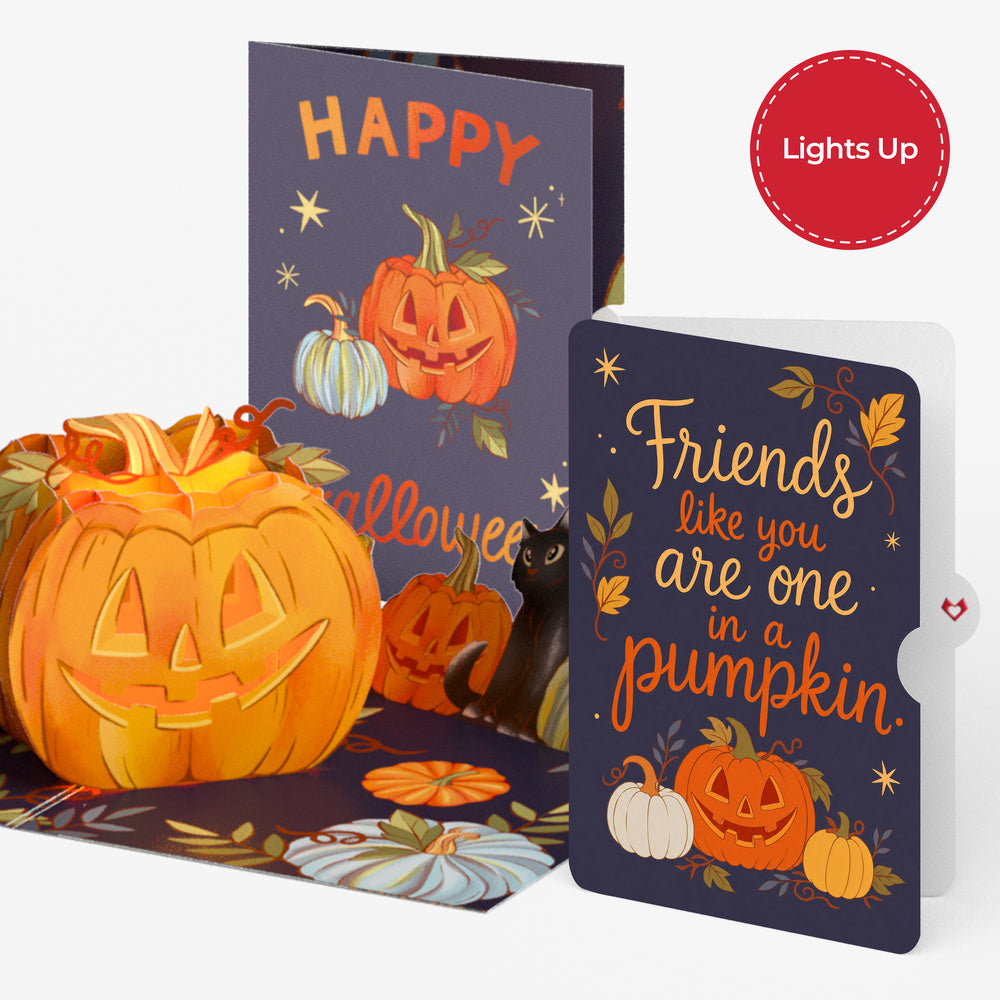 Happy Halloween Pumpkin Light-Up Pop-Up Card and Sentiment Set for Friend