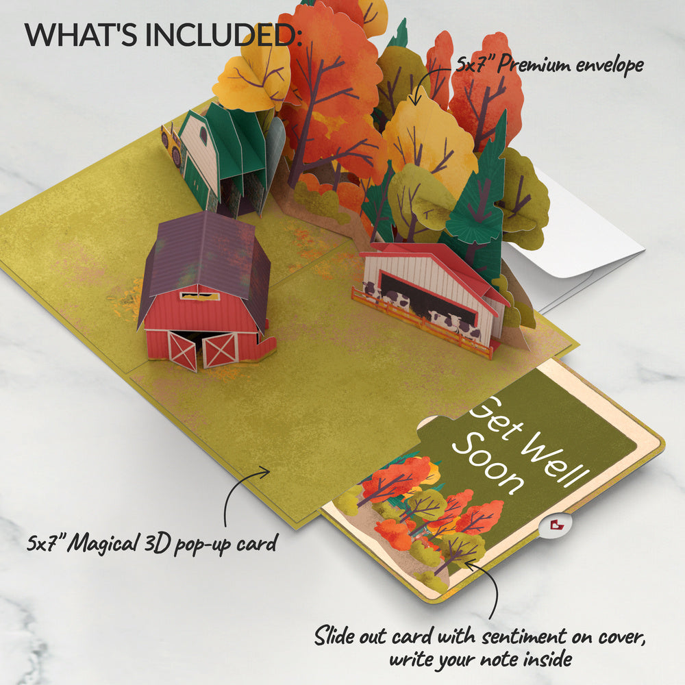 Fall Rustic Farm Get Well Pop-Up Card and Sentiment Set