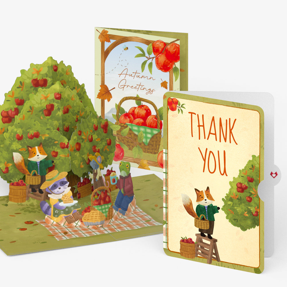 Woodland Animals Autumn Greetings Thank You Pop-Up Card and Sentiment Set