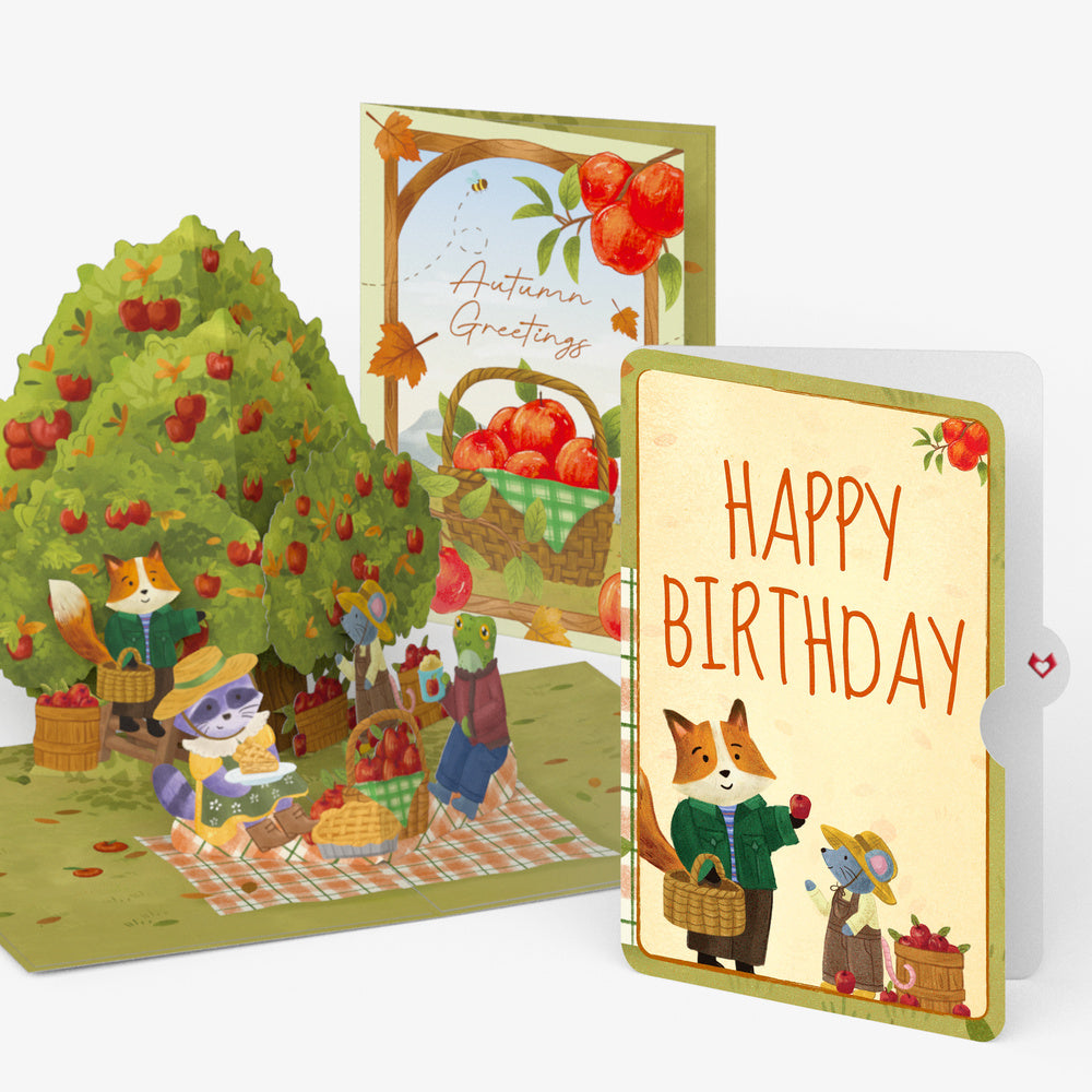 Woodland Animals Autumn Greetings Birthday Pop-Up Card and Sentiment Set