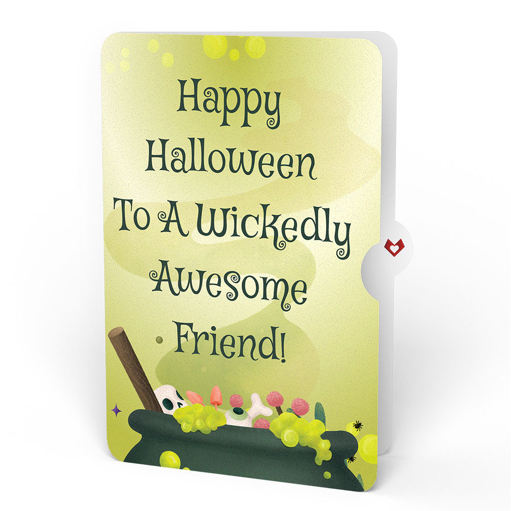 Halloween Cauldron Light-Up Bouquet and Wickedly Awesome Sentiment Set for Friend