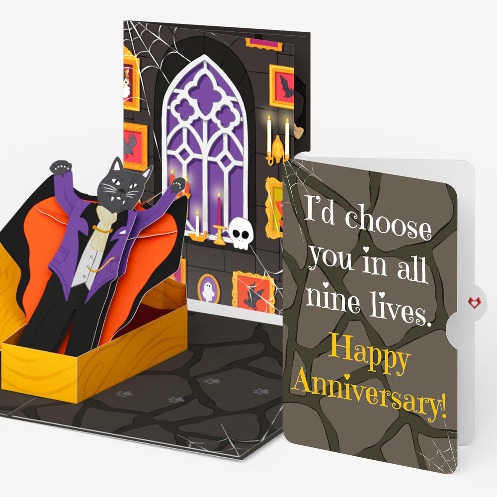 Count Catula Halloween Vampire Cat Pop-Up Card and Nine Lives Anniversary Sentiment Set