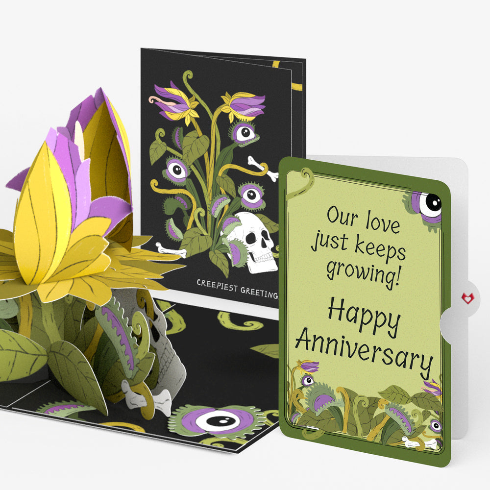 Creepiest Greetings Halloween Venus Flytrap Pop-Up Card and Growing Love Anniversary Sentiment Set