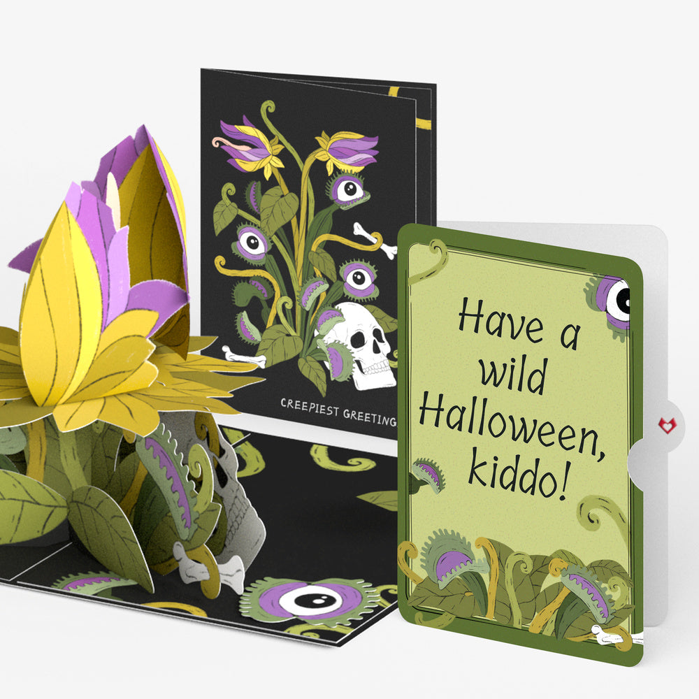 Creepiest Greetings Halloween Venus Flytrap Pop-Up Card and Sentiment Set for Kid