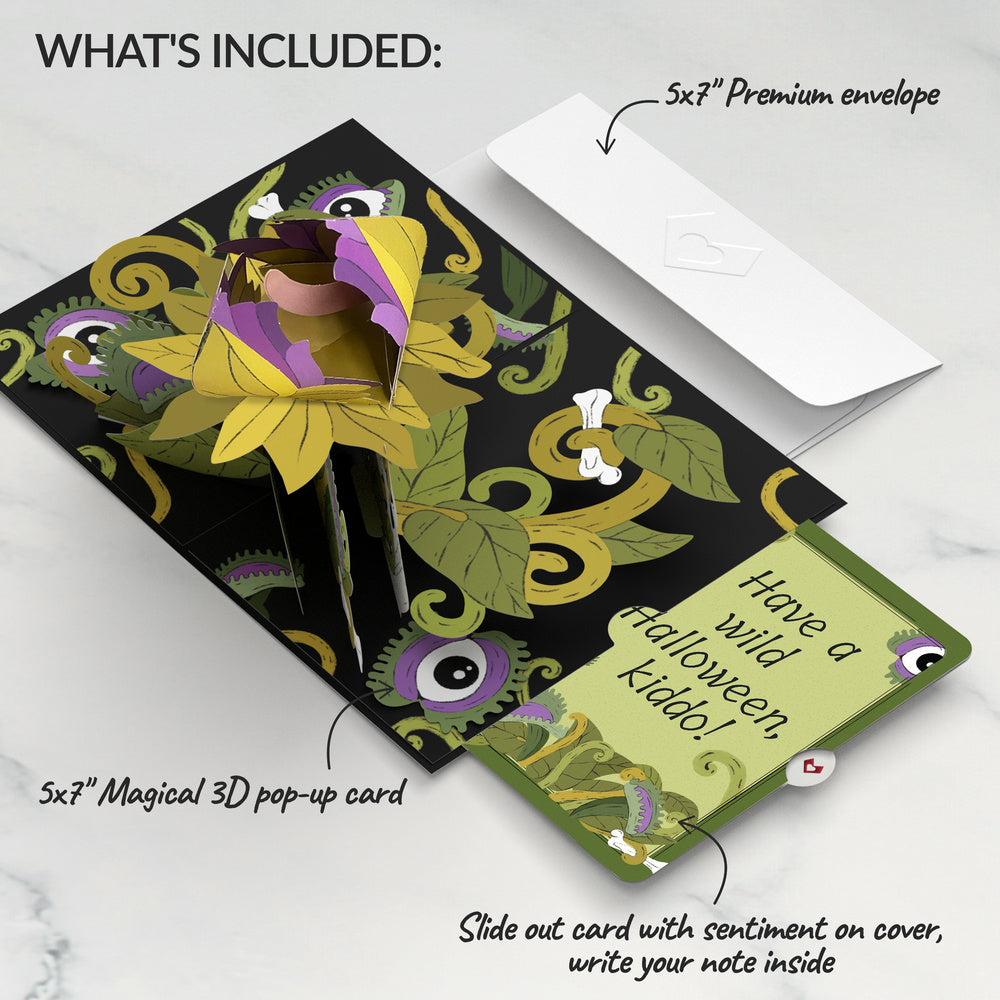 Creepiest Greetings Halloween Venus Flytrap Pop-Up Card and Sentiment Set for Kid