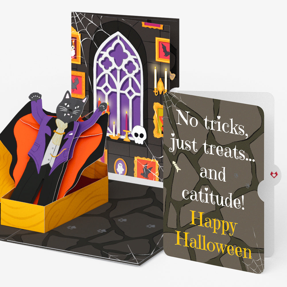 Count Catula Halloween Vampire Cat Pop-Up Card and Catitude Sentiment Set