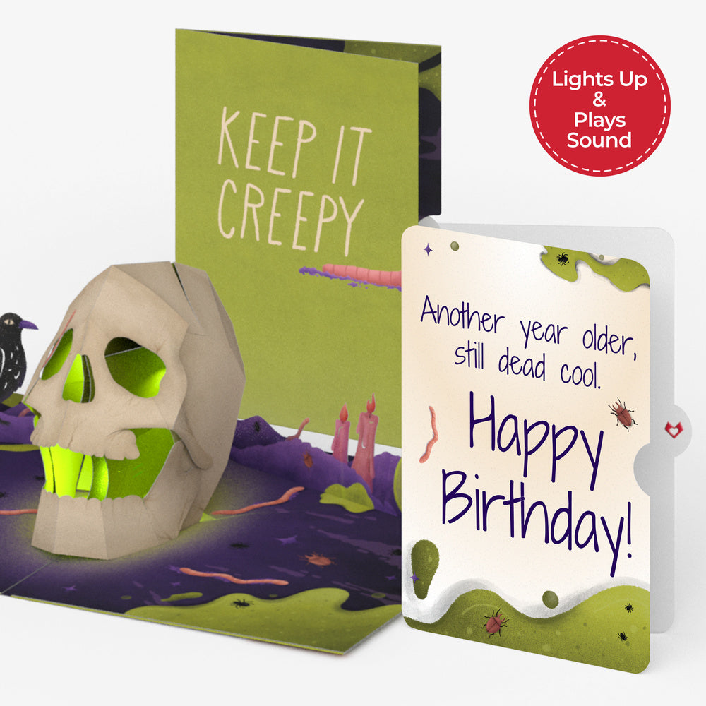 Keep it Creepy Halloween Skull Music and Light Pop-Up Card and Still Dead Cool Birthday Sentiment Set