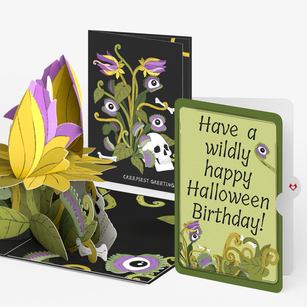 Creepiest Greetings Halloween Venus Flytrap Pop-Up Card and Eyeball Plants Birthday Sentiment Set