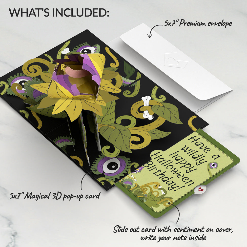 Creepiest Greetings Halloween Venus Flytrap Pop-Up Card and Eyeball Plants Birthday Sentiment Set