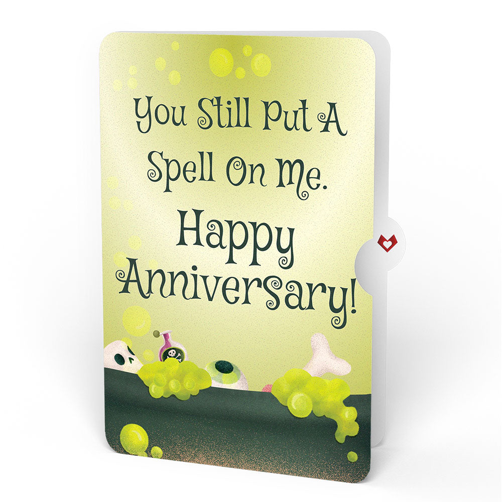 Halloween Cauldron Light-Up Bouquet and Spell On Me Anniversary Sentiment Set