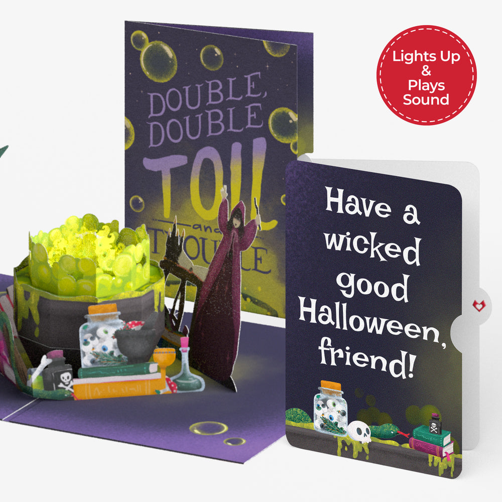 Toil and Trouble Halloween Cauldron Music and Lights Pop-Up Card and Sentiment Set for Friend