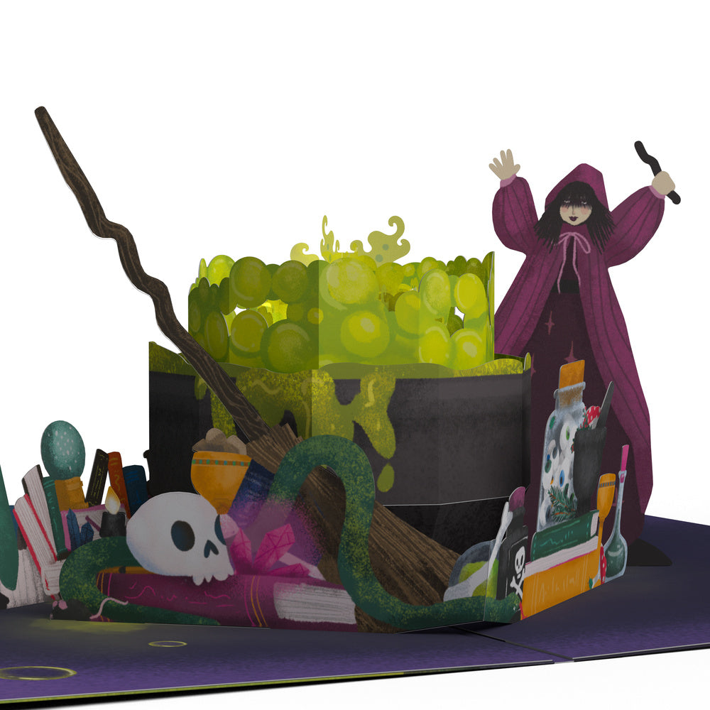 Toil and Trouble Halloween Cauldron Music and Lights Pop-Up Card and Sentiment Set for Kid