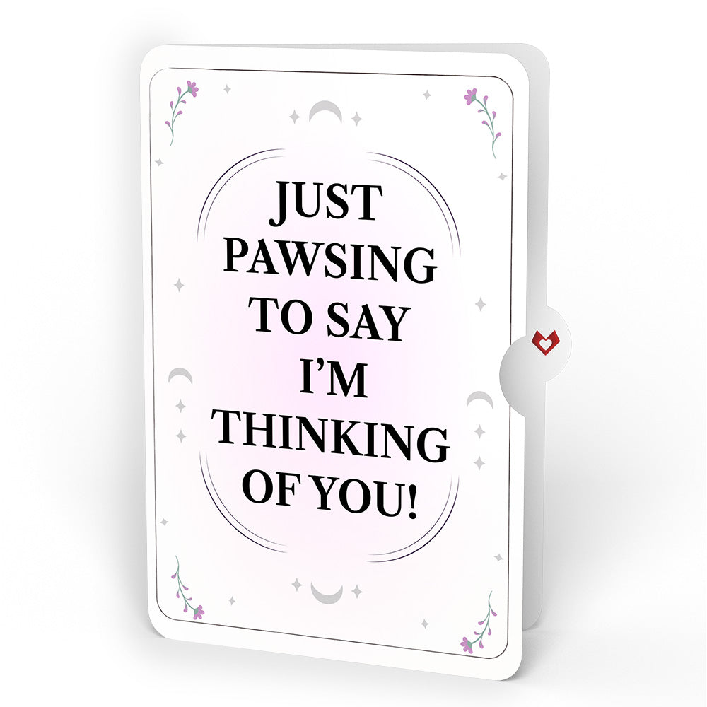 Mystic Black Cat Thinking of You HeartFelt Charm Card™ and Just Pawsing Sentiment Set