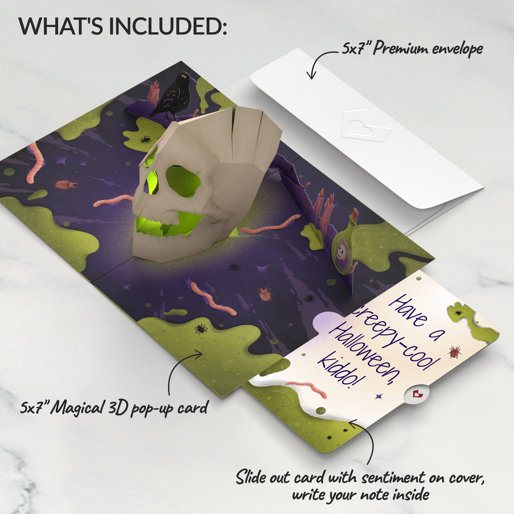 Keep it Creepy Halloween Skull Music and Light Pop-Up Card and Sentiment Set for Kid