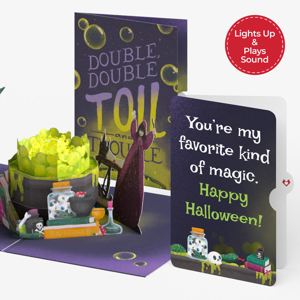 Toil and Trouble Halloween Cauldron Music and Lights Pop-Up Card and Magic Ingredients Sentiment Set