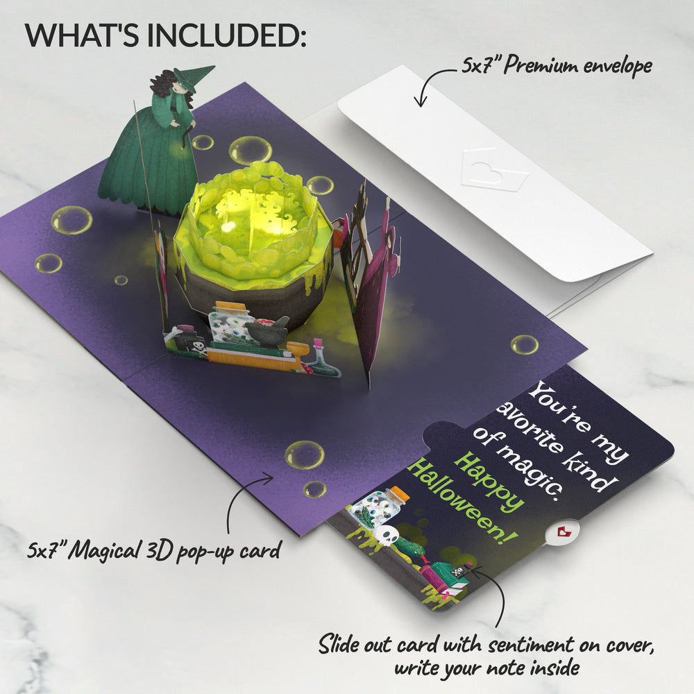 Toil and Trouble Halloween Cauldron Music and Lights Pop-Up Card and Magic Ingredients Sentiment Set