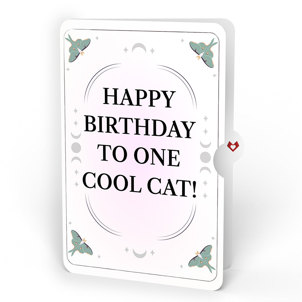 Mystic Black Cat Birthday HeartFelt Charm Card™ and Sentiment Set