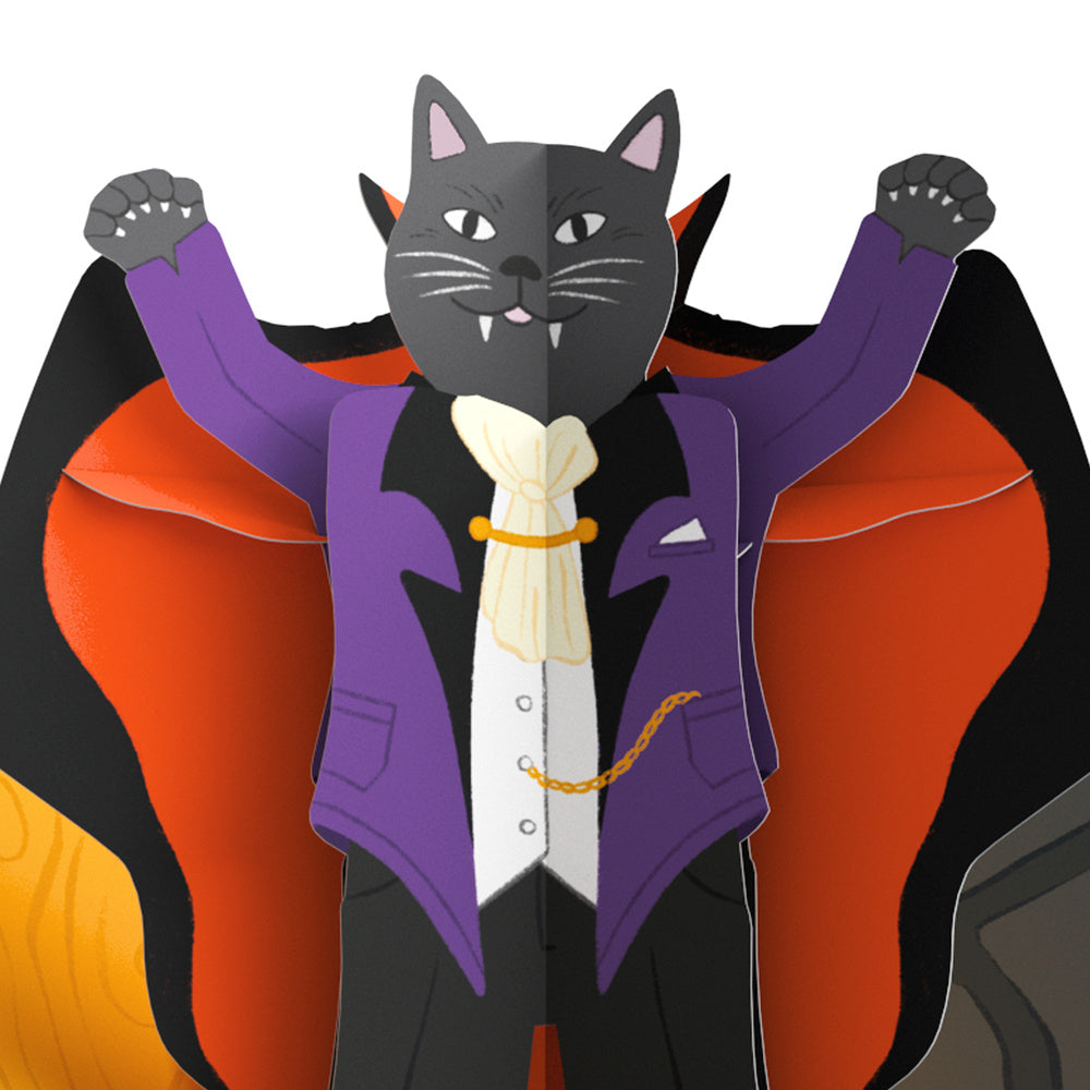Count Catula Halloween Vampire Cat Pop-Up Card and Sentiment Set for Friend