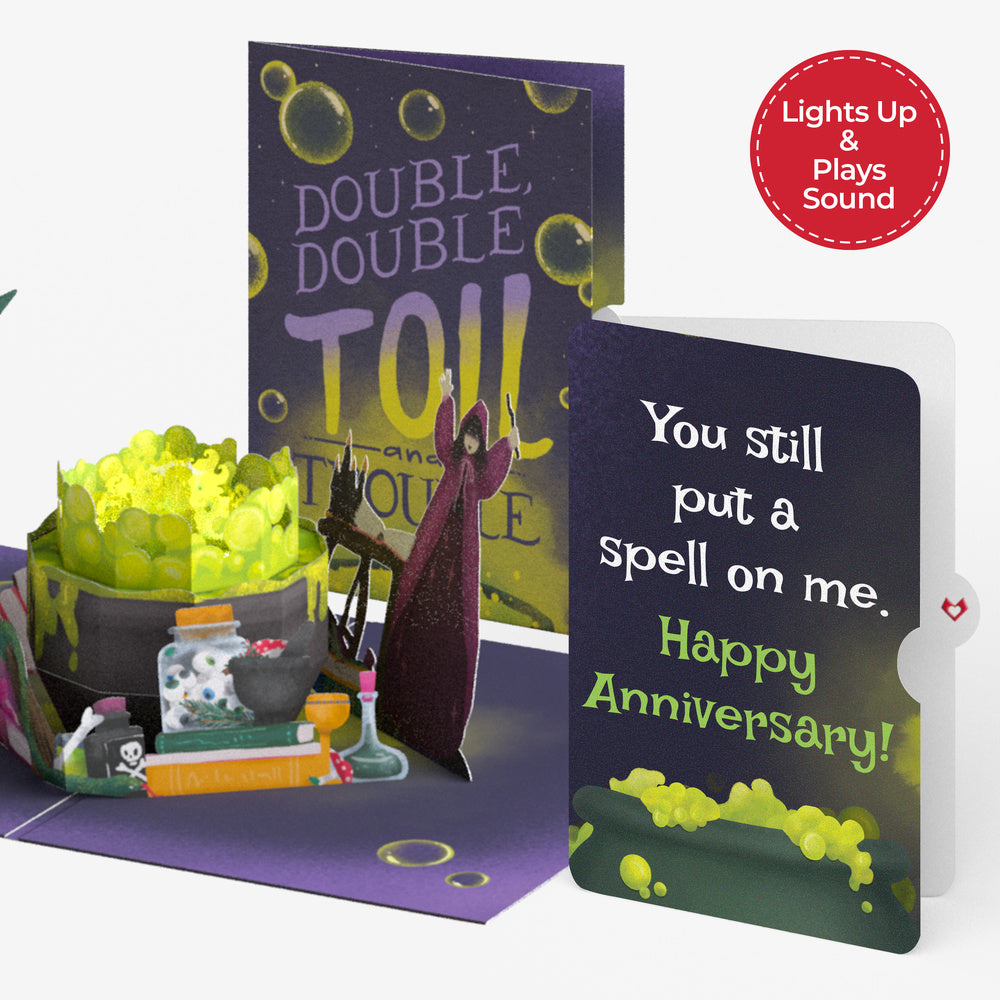 Toil and Trouble Halloween Cauldron Music and Lights Pop-Up Card and Under Your Spell Anniversary Sentiment Set